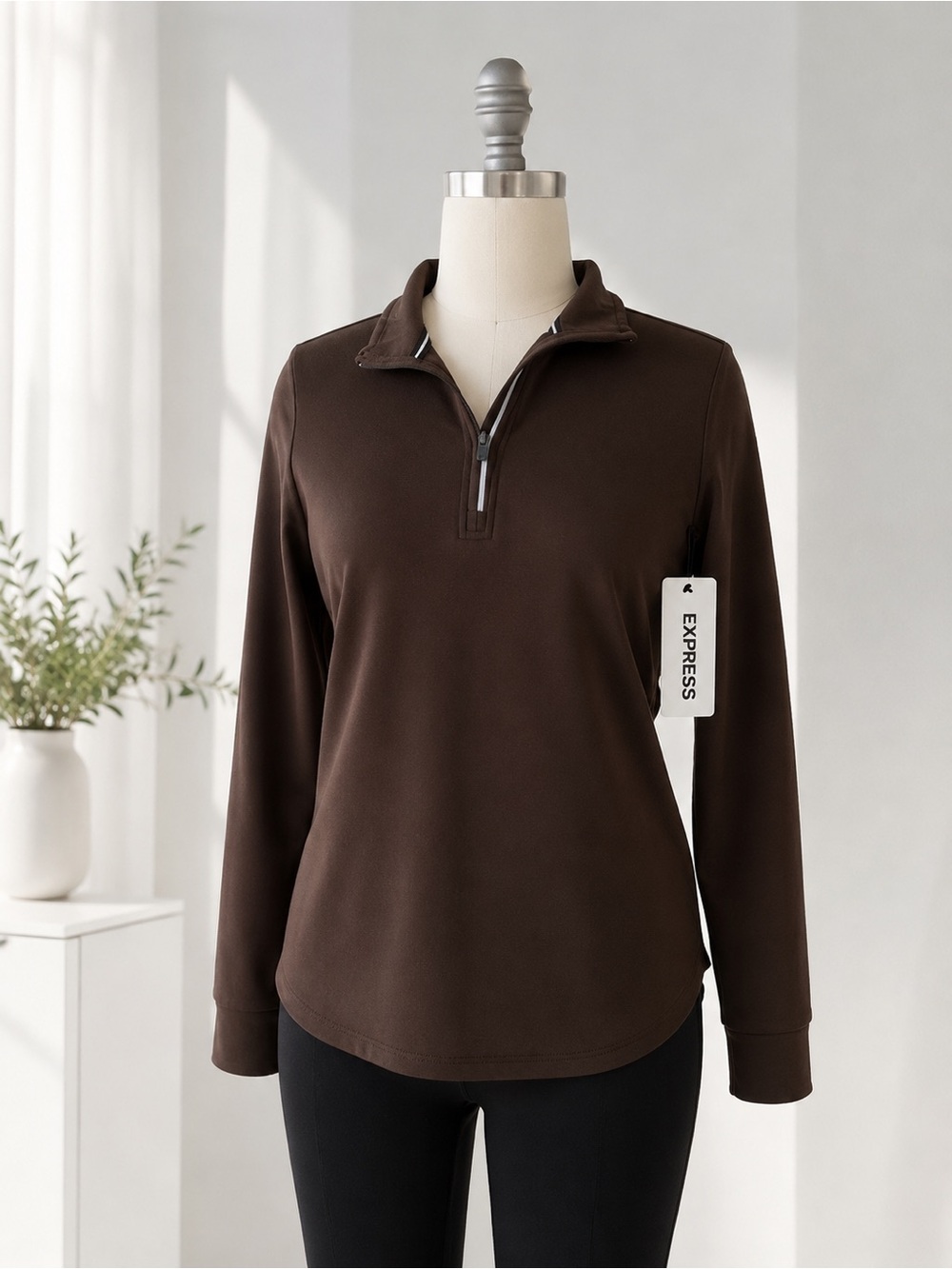 Express Women’s Dark Brown Quarter-Zip Pullover